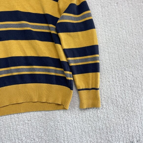 TOMMY HILFIGER Mens Patterned Jumper Yellow Striped 1/4 Zip Tight Knit M. Read - Picture 5 of 12